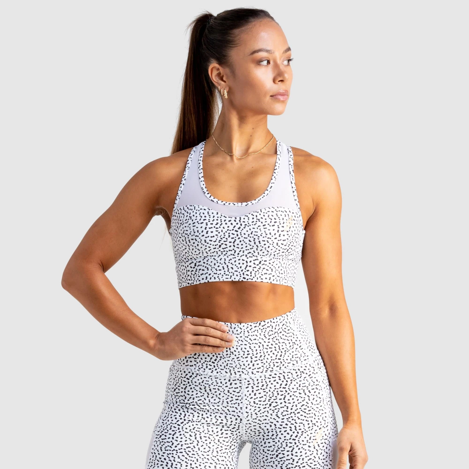 Tracy Breeze Mesh Crop - White Speckle Womens