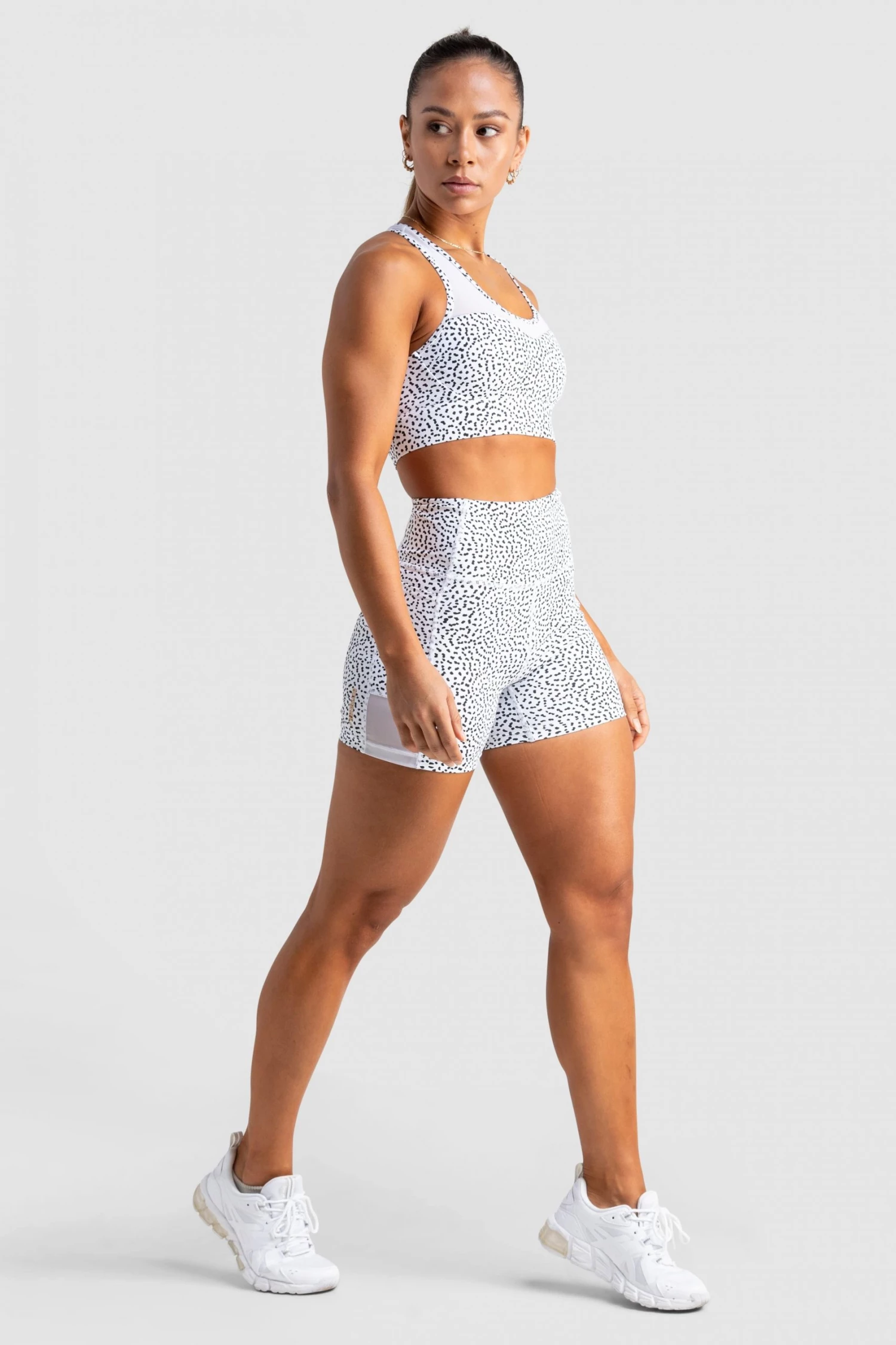 Tracy Breeze Mesh Crop - White Speckle Womens