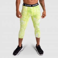 Male Outlet Compfit Tie Dye 3/4 Tights - Citrus Yellow