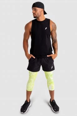 Male Outlet Compfit Tie Dye 3/4 Tights - Citrus Yellow