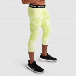 Male Outlet Compfit Tie Dye 3/4 Tights - Citrus Yellow