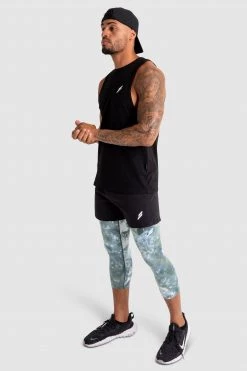 Male Outlet Mens Compfit Tie Dye 3/4 Tights - Moss Green