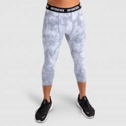 Male Outlet Compfit Tie Dye 3/4 Tights - Stone Grey