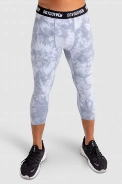 Male Outlet Compfit Tie Dye 3/4 Tights - Stone Grey