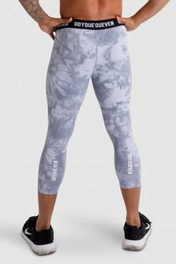 Male Outlet Compfit Tie Dye 3/4 Tights - Stone Grey
