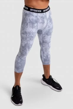 Male Outlet Compfit Tie Dye 3/4 Tights - Stone Grey