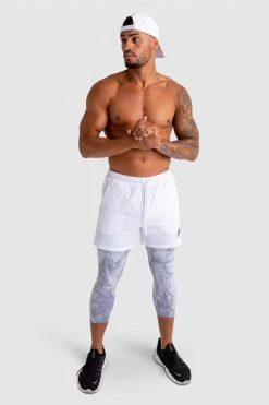 Male Outlet Compfit Tie Dye 3/4 Tights - Stone Grey