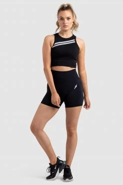 Aivory Dual Stripe Cropped Tank - Black Womens