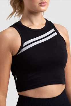 Aivory Dual Stripe Cropped Tank - Black Womens