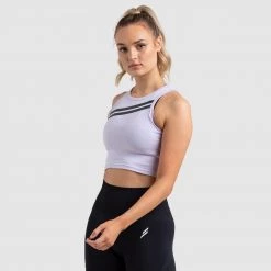 Female Outlet Dual Stripe Cropped Tank - Lavender