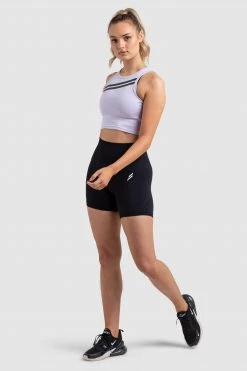 Female Outlet Dual Stripe Cropped Tank - Lavender