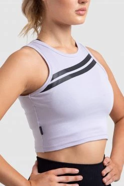 Female Outlet Dual Stripe Cropped Tank - Lavender