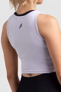 Female Outlet Dual Stripe Cropped Tank - Lavender