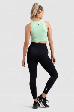 Female Outlet Dual Stripe Cropped Tank - Lime