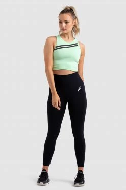 Female Outlet Dual Stripe Cropped Tank - Lime