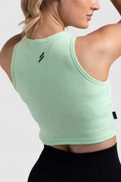 Female Outlet Dual Stripe Cropped Tank - Lime