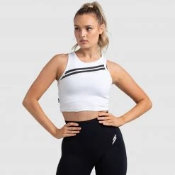 Female Outlet Womens Dual Stripe Cropped Tank - White