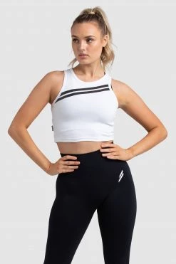 Female Outlet Womens Dual Stripe Cropped Tank - White