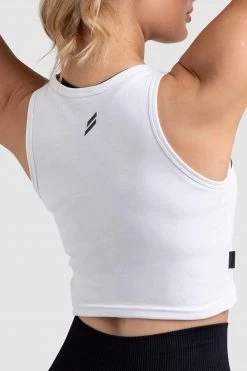 Female Outlet Womens Dual Stripe Cropped Tank - White