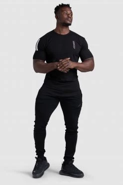 Aivory Dual Stripe Drop Tee - Black