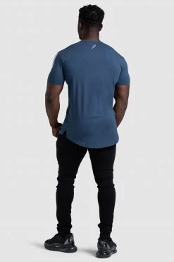 Aivory Mens Dual Stripe Drop Tee - Navy