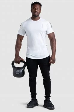 Aivory Dual Stripe Drop Tee - White Mens