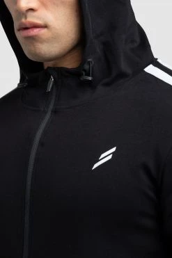 Darren Dual Stripe Hoodie - Black