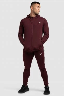 Darren Dual Stripe Hoodie - Deep Burgundy