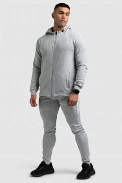 Darren Mens Dual Stripe Hoodie - Grey