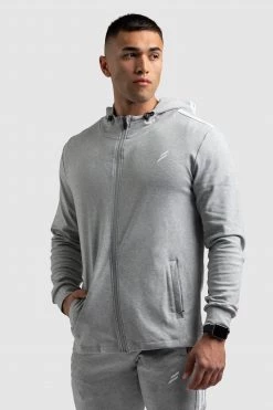 Darren Mens Dual Stripe Hoodie - Grey
