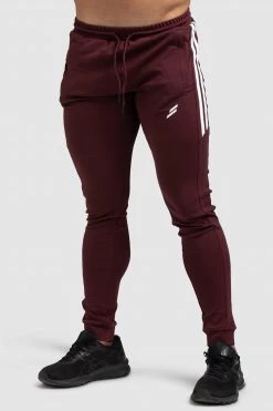 Darren Dual Stripe Pants - Deep Burgundy Mens