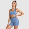 Pony Womens DYE Scrunch Seamless Crop - Slate Blue