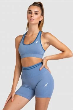 Pony Womens DYE Scrunch Seamless Crop - Slate Blue