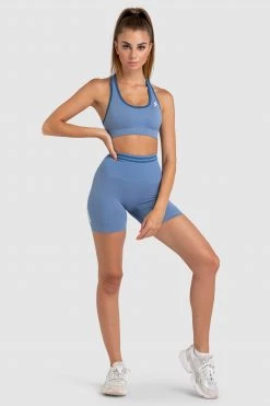 Pony Womens DYE Scrunch Seamless Crop - Slate Blue