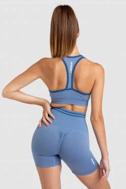 Pony Womens DYE Scrunch Seamless Crop - Slate Blue