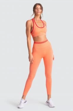 Female Outlet DYE Scrunch Seamless Leggings - Cantaloupe Orange