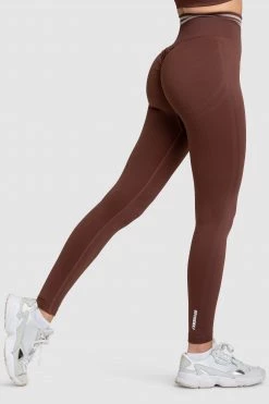 Pony Womens DYE Scrunch Seamless Leggings - Chocolate Brown