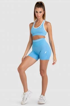 Pony Womens DYE Scrunch Seamless Shorts - Sky Blue