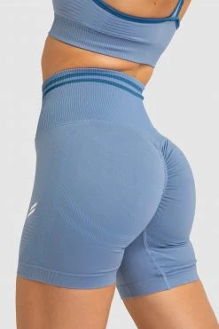 Pony Womens DYE Scrunch Seamless Shorts - Slate Blue