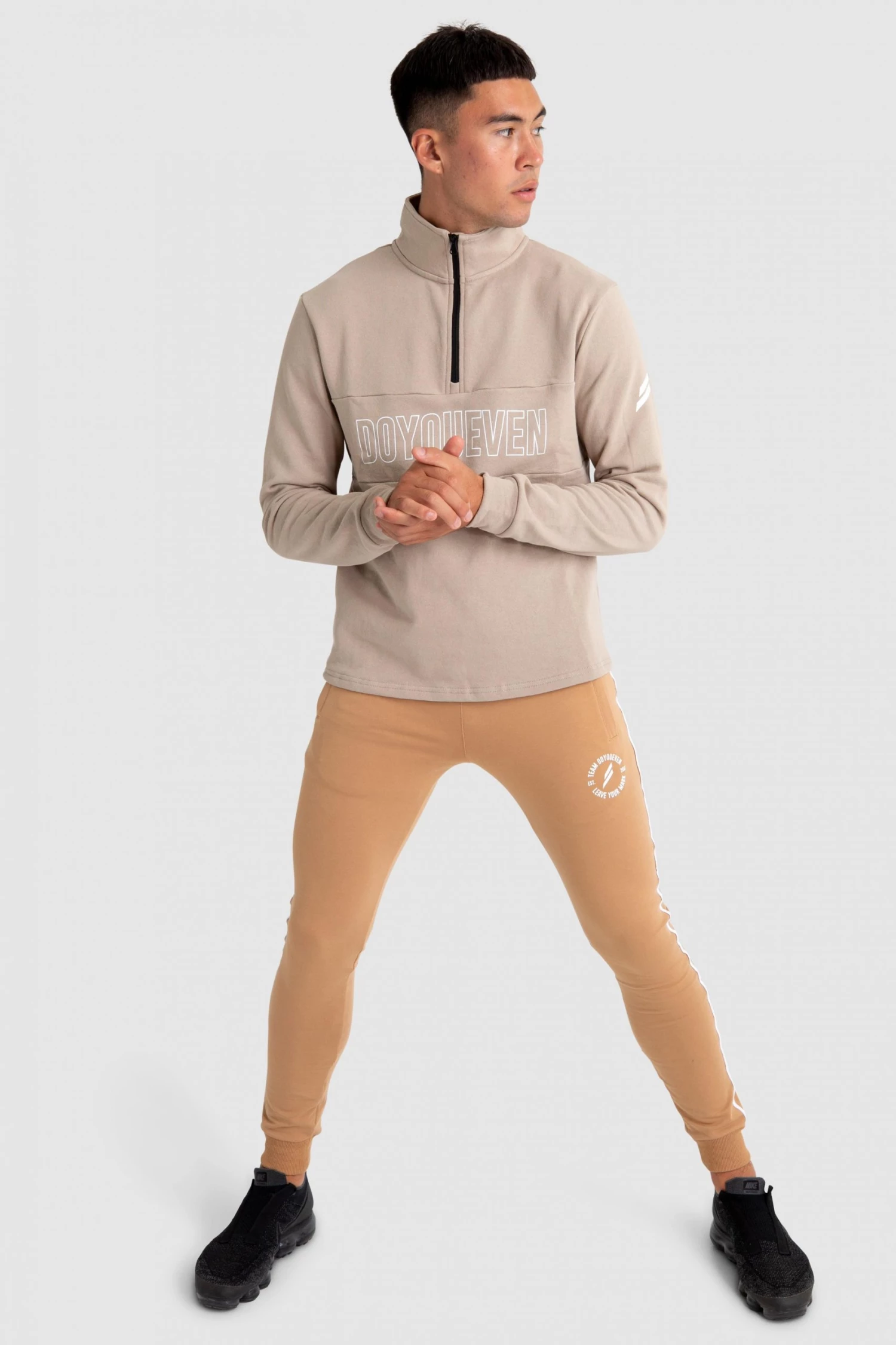 Aivory Mens Essential ¼ Zip Jumper - Beige