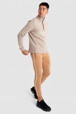 Aivory Mens Essential ¼ Zip Jumper - Beige