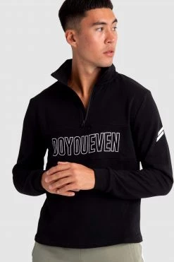 Aivory Essential ¼ Zip Jumper - Black Mens