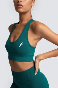 Female Outlet Hyperflex Seamless Crop - Forest Green Womens