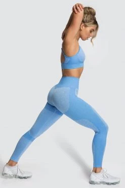 Female Outlet Womens Impact Seamless Leggings - Sky Blue