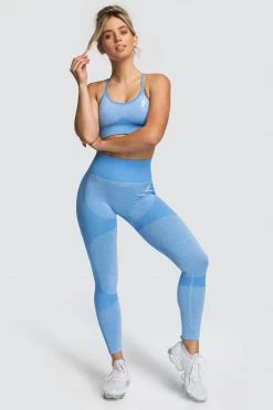 Female Outlet Womens Impact Seamless Leggings - Sky Blue