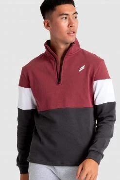 Aivory Legacy ¼ Zip Jumper - Burgundy/Charcoal