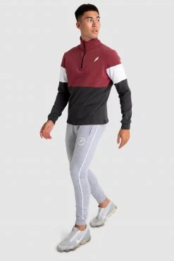 Aivory Legacy ¼ Zip Jumper - Burgundy/Charcoal