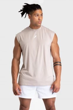 Darren Mens Mark Oversize Cutoff Tank - Taupe