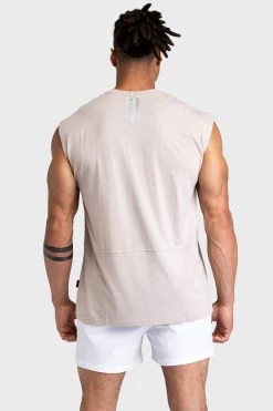 Darren Mens Mark Oversize Cutoff Tank - Taupe