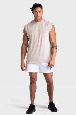 Darren Mens Mark Oversize Cutoff Tank - Taupe